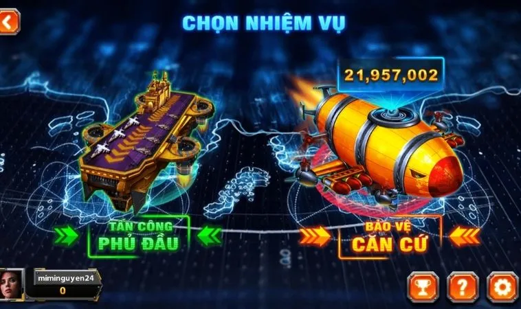 Chọn nhiệm vụ trong game Bắn Cá Đại Chiến B52 Tại GemBet