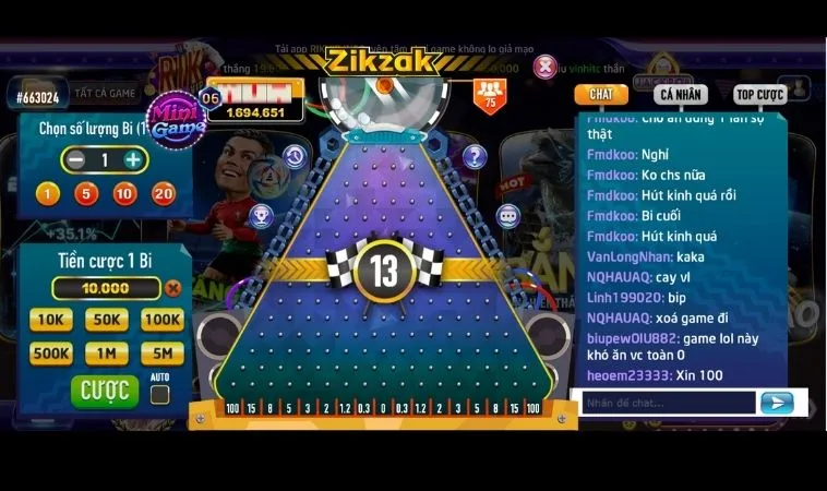 Giao diện chơi game nhanh Ziczac Tại GemBet