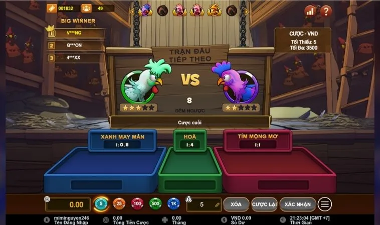 Giao diện chơi Đá Gà 3D Tại GemBet