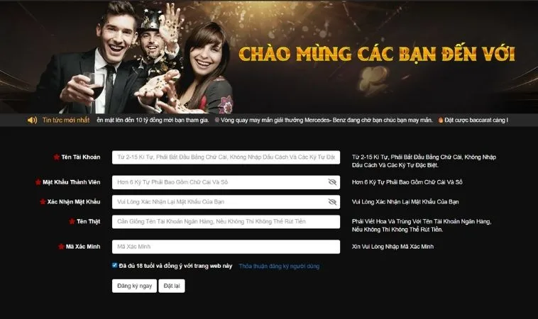 Giao diện đăng ký GemBet