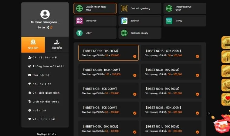 Các phương thức nạp tiền GemBet
